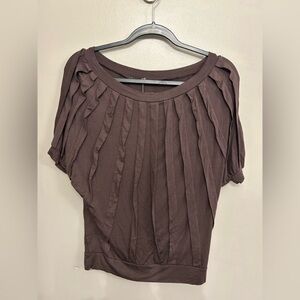 T&J Designs Chocolate Pleated Blouse